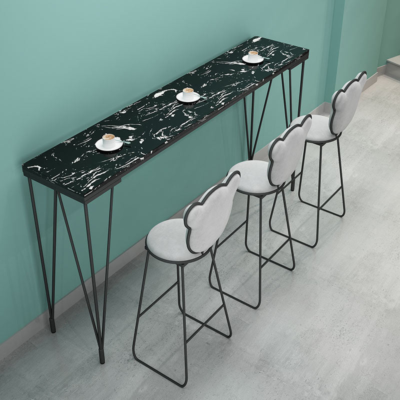 Glam Style Rectangle Bar Table Bar-Height Bistro Pub Table with 4 Legs