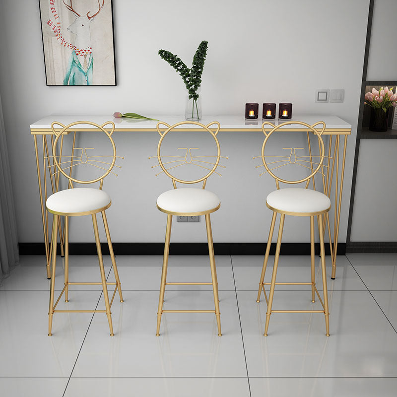 Glam Style Rectangle Bar Table Bar-Height Bistro Pub Table with 4 Legs