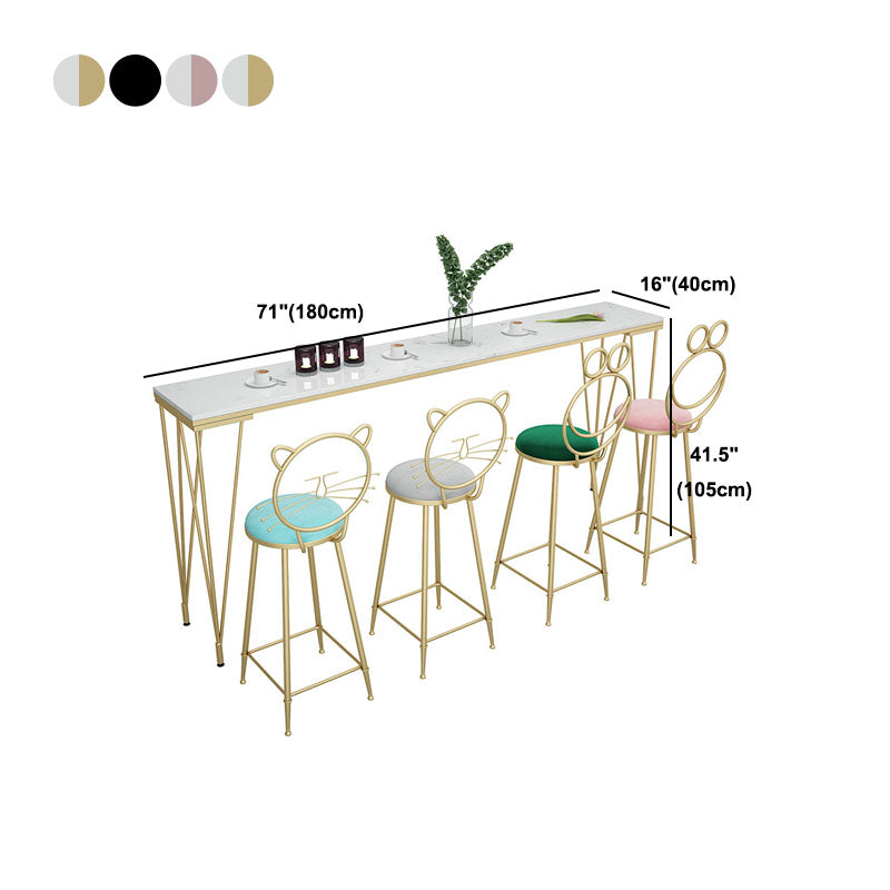 Glam Style Rectangle Bar Table Bar-Height Bistro Pub Table with 4 Legs