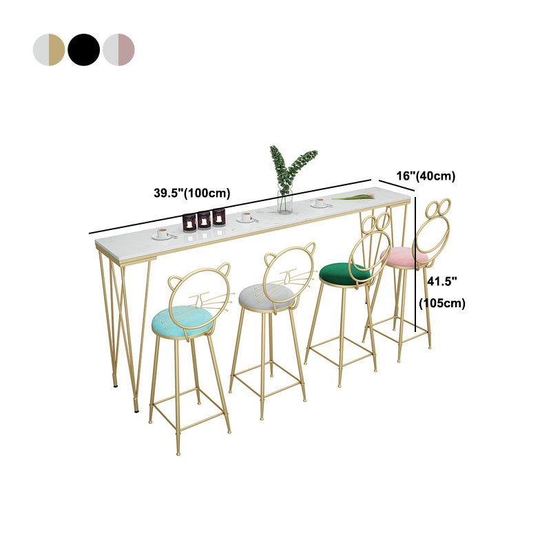 Glam Style Rectangle Bar Table Bar-Height Bistro Pub Table with 4 Legs