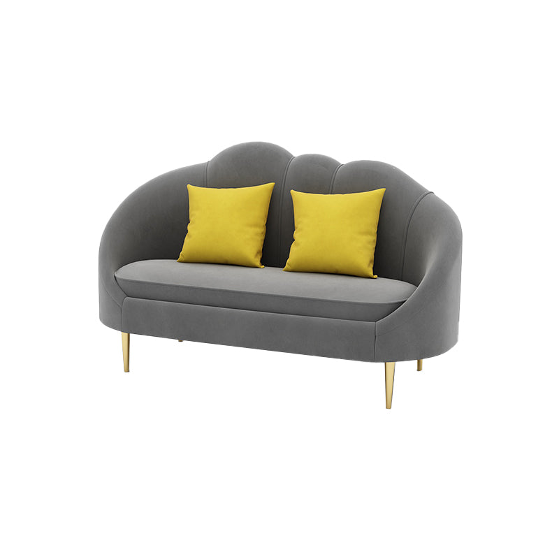 Velvet Sloped Arm Sofa Contemporary Standard Sofa with Sewn Pillow Back