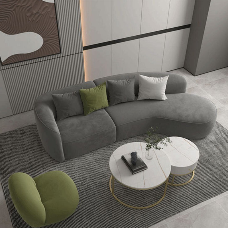 Modern Style Sofa Bed Even Back Armrest No Cushion Back Grey Sofa