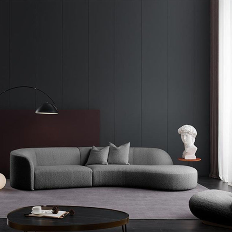 Modern Style Sofa Bed Even Back Armrest No Cushion Back Grey Sofa