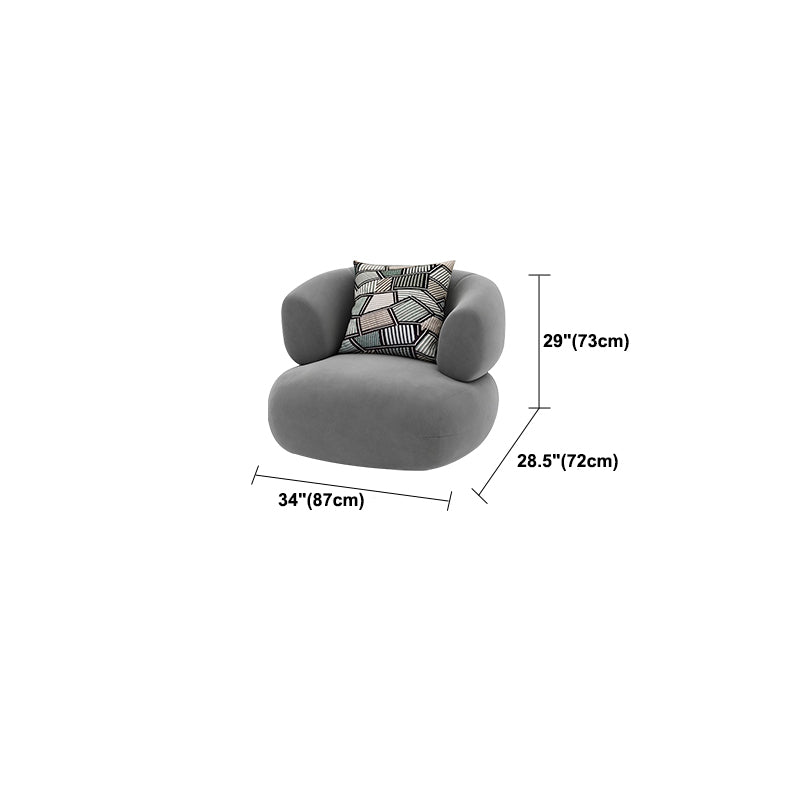 Contemporary Recessed Arm Sofa Pillow Back Curved Sofa for Living Room