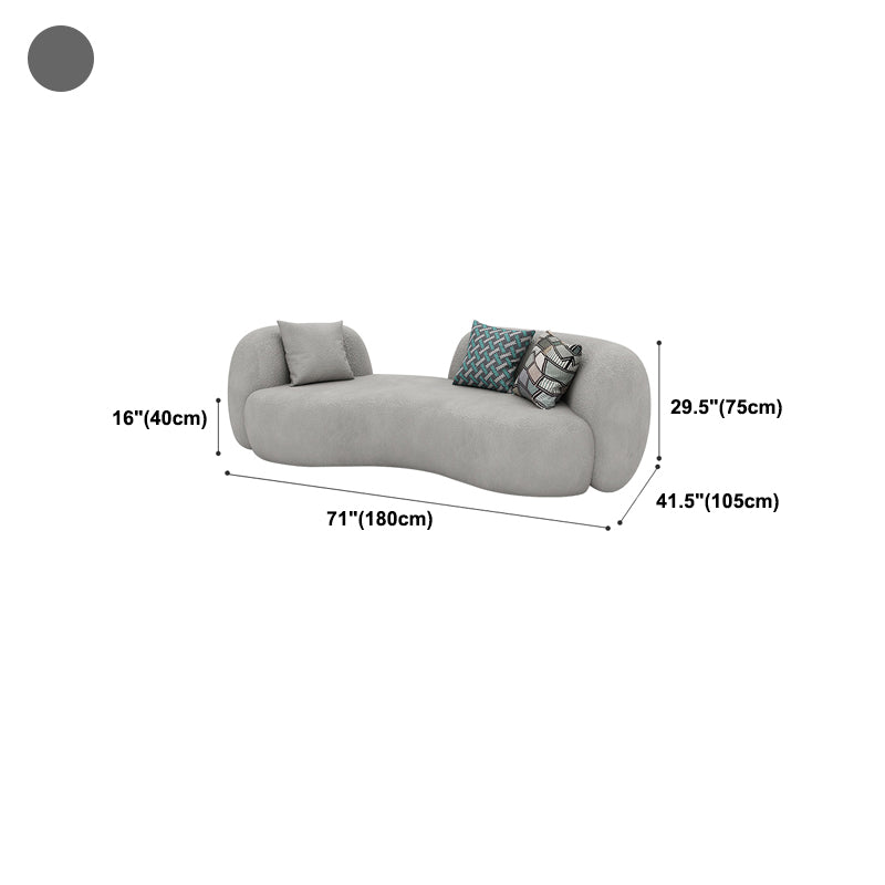 Contemporary Recessed Arm Sofa Pillow Back Curved Sofa for Living Room