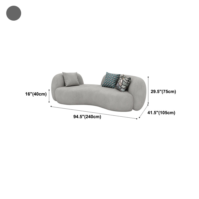 Contemporary Recessed Arm Sofa Pillow Back Curved Sofa for Living Room