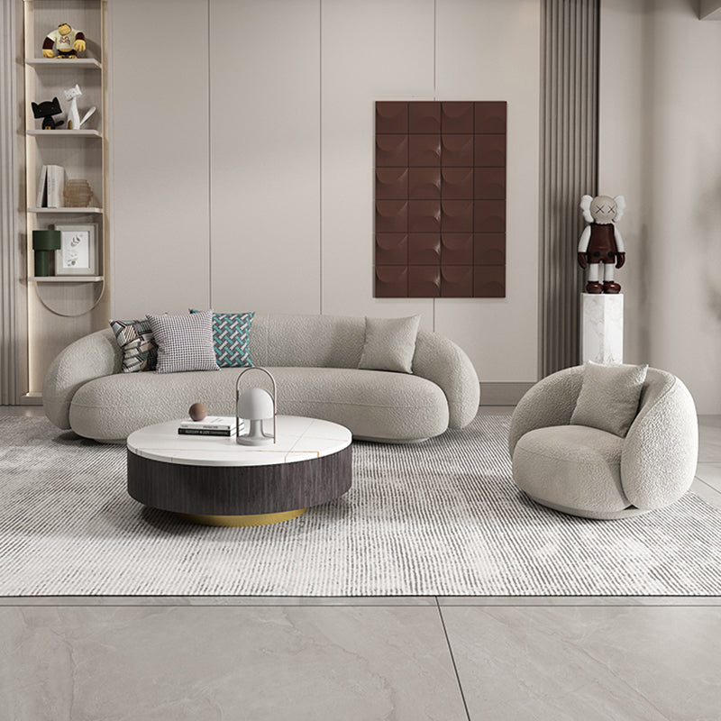 Wool Sloped Arm Sofa Contemporary Curved Sofa for Living Room, Apartment