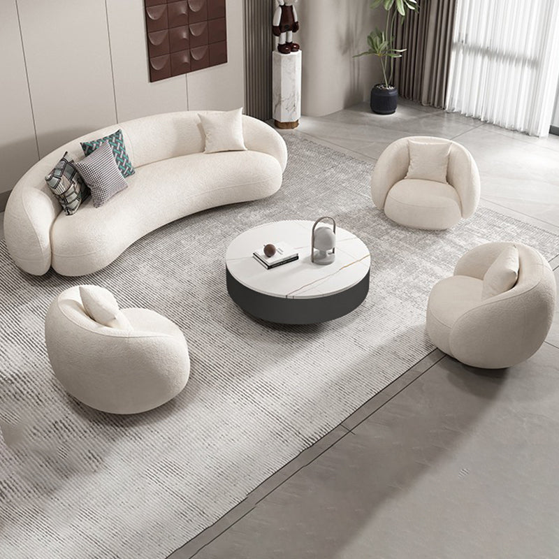 Wool Sloped Arm Sofa Contemporary Curved Sofa for Living Room, Apartment