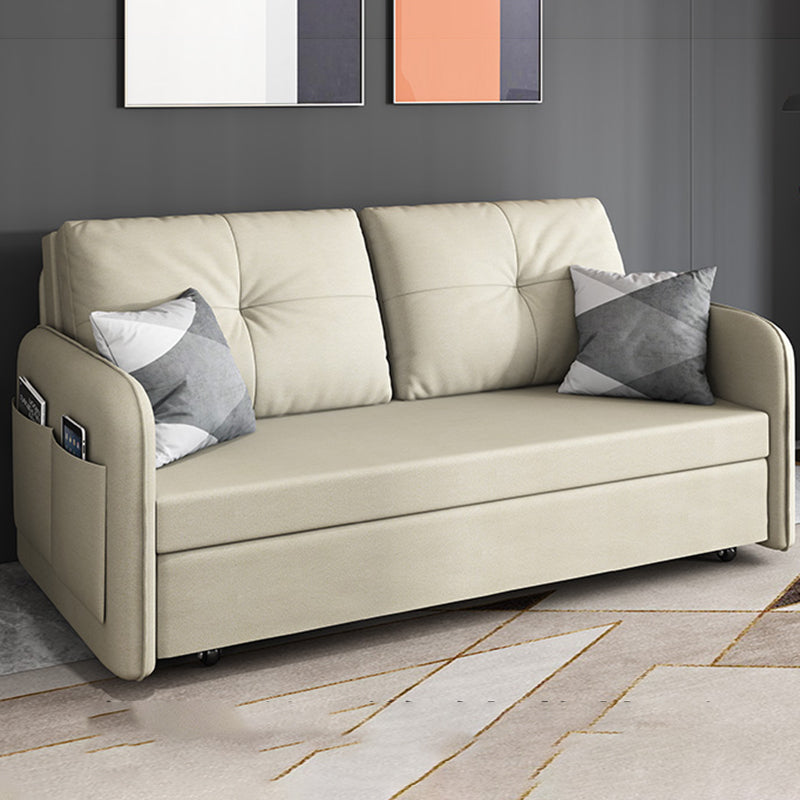 35.4" H Faux Leather Square Arm Tufted Sofa Bed For Living Room