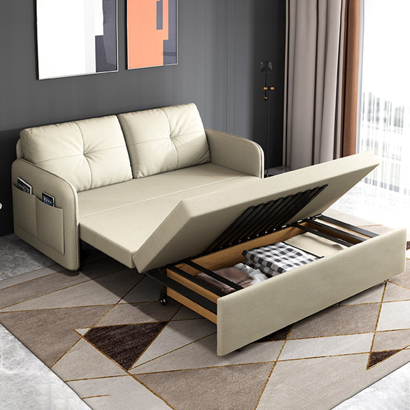 35.4" H Faux Leather Square Arm Tufted Sofa Bed For Living Room