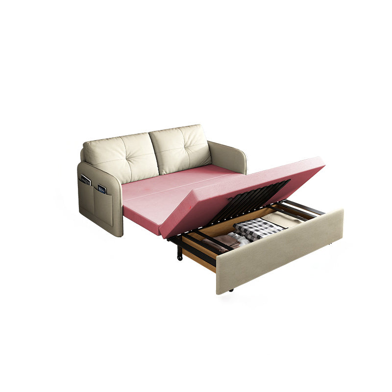 35.4" H Faux Leather Square Arm Tufted Sofa Bed For Living Room