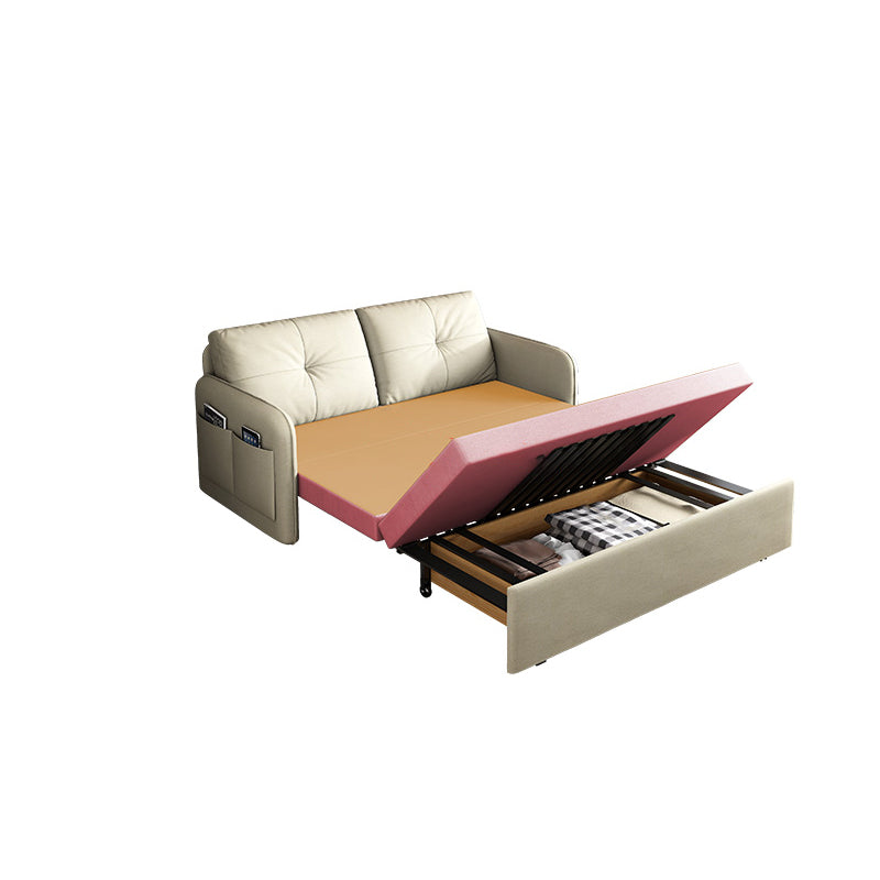 35.4" H Faux Leather Square Arm Tufted Sofa Bed For Living Room