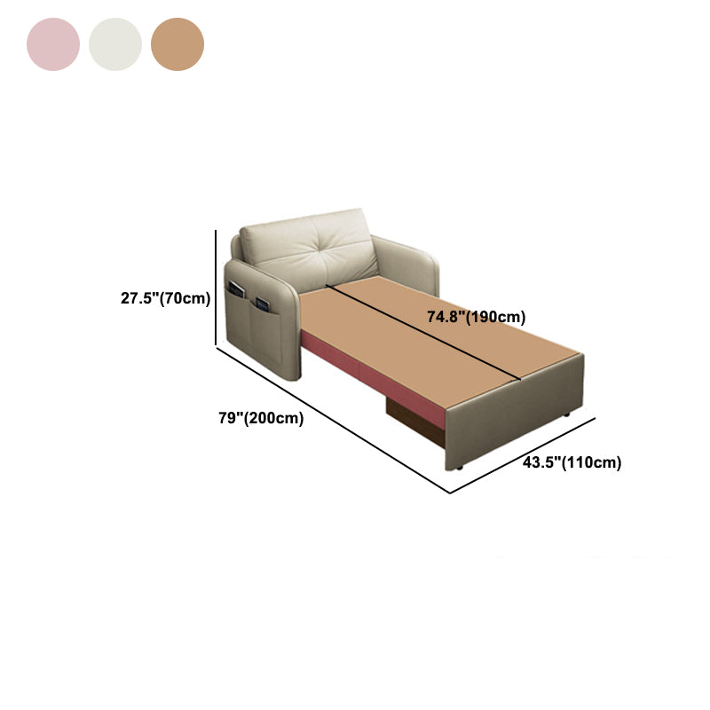 35.4" H Faux Leather Square Arm Tufted Sofa Bed For Living Room