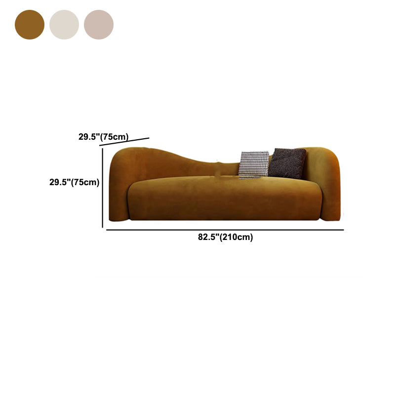 Modern Style Sofa Bed Curved Back with Sponge Cushions Filled with Sloped Armrest
