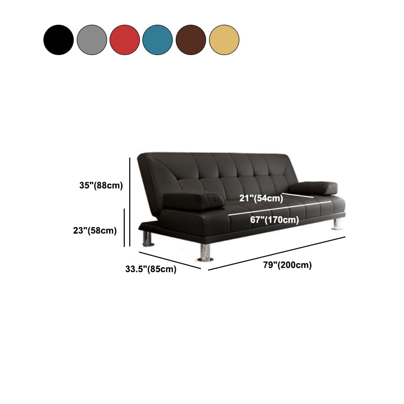 31.5"/34.6" H Faux Leather Pillow Top Arm Tufted Sofa Bed For Living Room