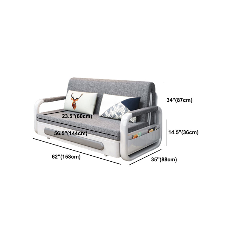 Tight Back Modern Square Arm Sofa Bed in Grey for Living Room