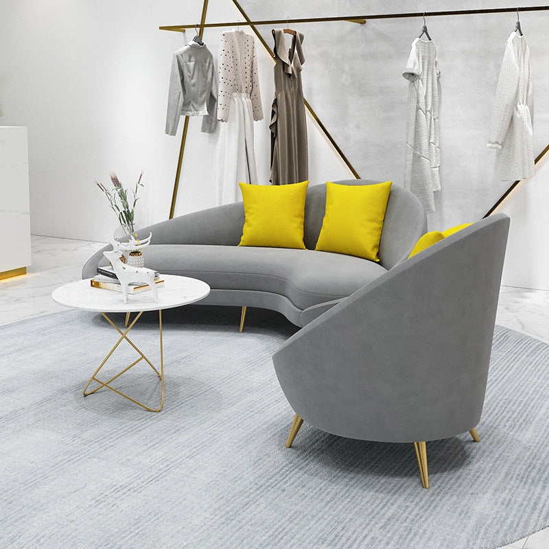 Ultra-Modern Curved Sofa with Tight Back and Tuxedo Arm for Apartment