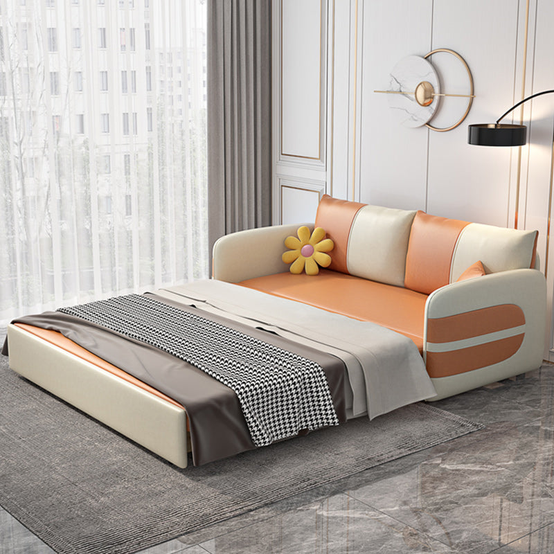 Faux Leather Stain Resistant Square Arm Modern Bed Sofa Couch