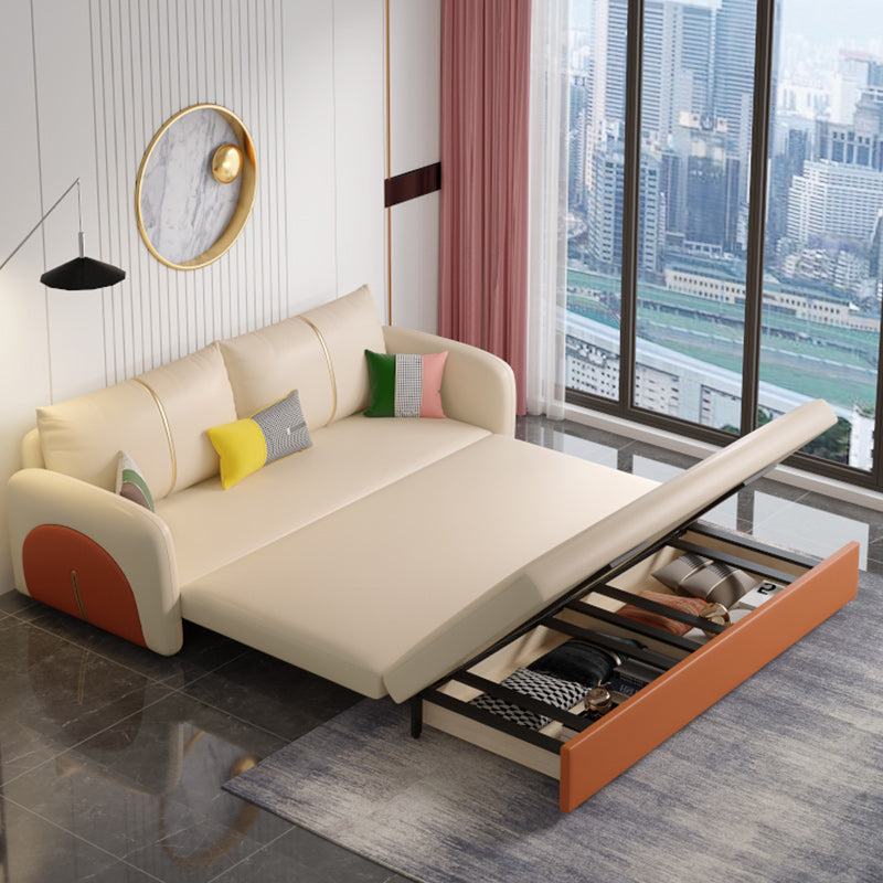 Modern Square Arm Faux Leather Stain Resistant Bed Sofa Couch