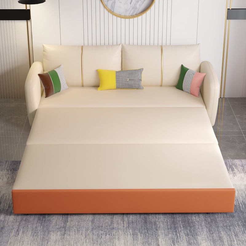 Modern Square Arm Faux Leather Stain Resistant Bed Sofa Couch
