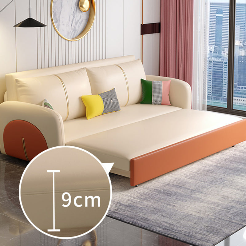 Modern Square Arm Faux Leather Stain Resistant Bed Sofa Couch