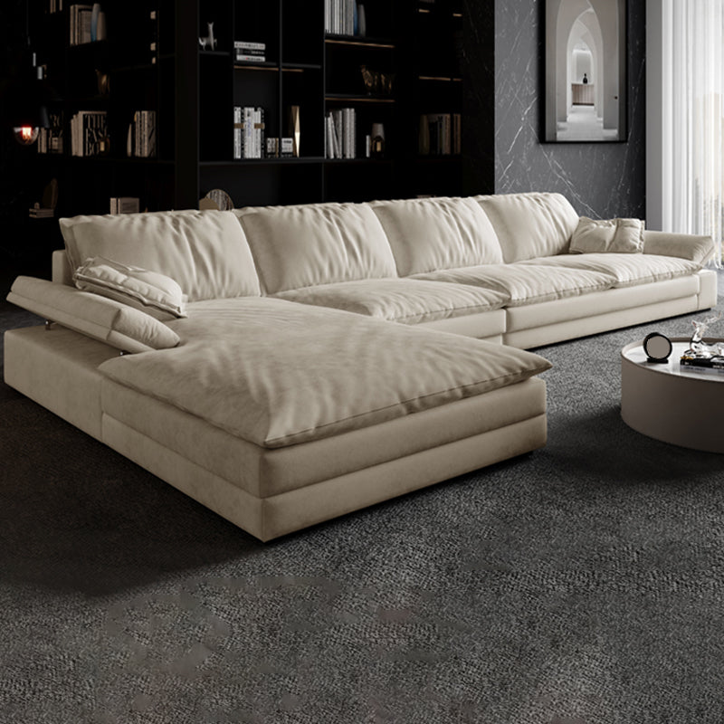 Scandinavian Cream Cushion Back Stain-Resistant Faux Leather Sofa