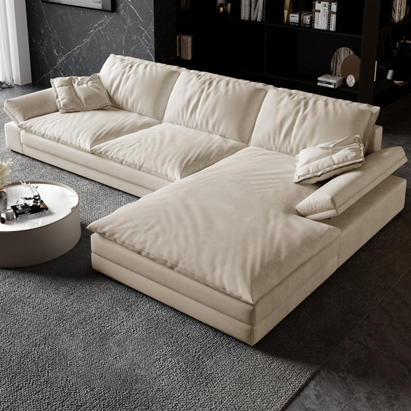 Scandinavian Cream Cushion Back Stain-Resistant Faux Leather Sofa
