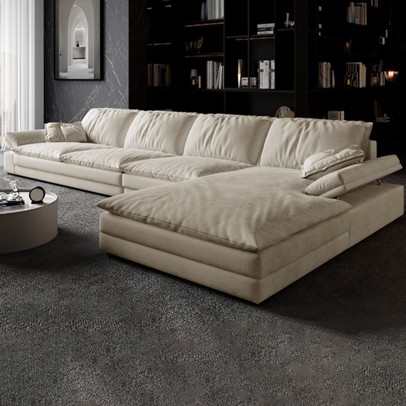 Scandinavian Cream Cushion Back Stain-Resistant Faux Leather Sofa