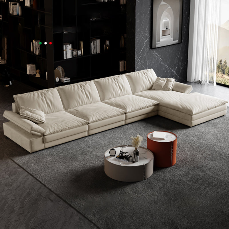 Scandinavian Cream Cushion Back Stain-Resistant Faux Leather Sofa