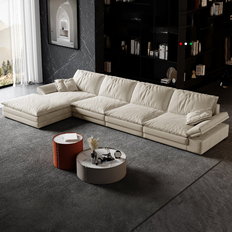 Scandinavian Cream Cushion Back Stain-Resistant Faux Leather Sofa