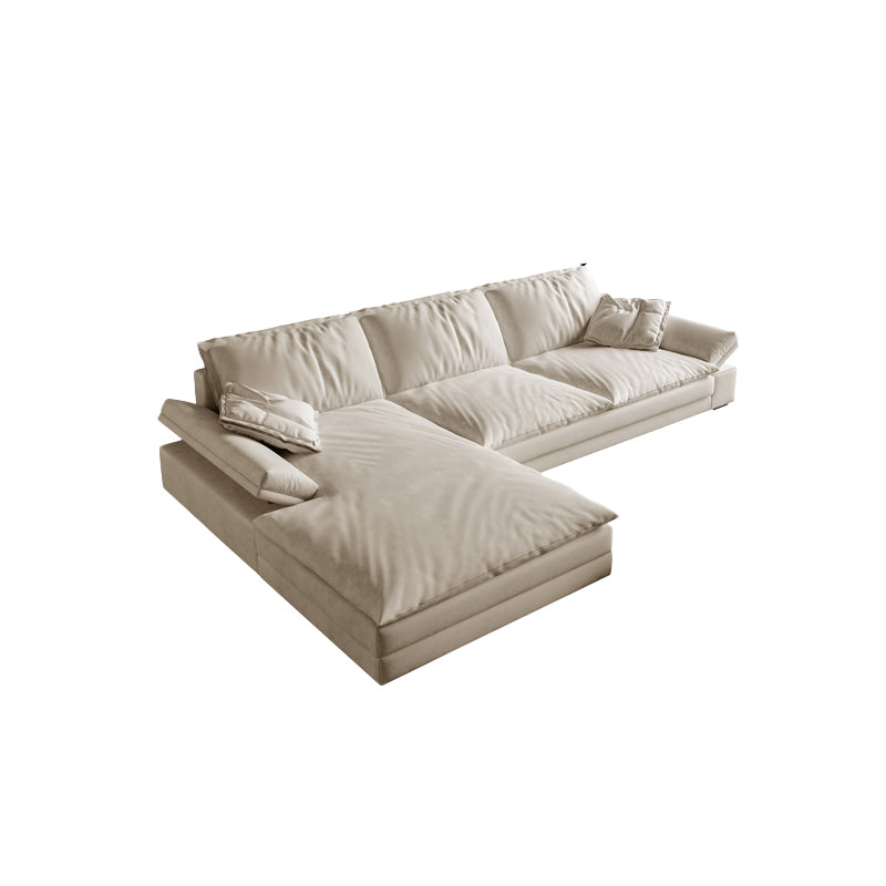 Scandinavian Cream Cushion Back Stain-Resistant Faux Leather Sofa