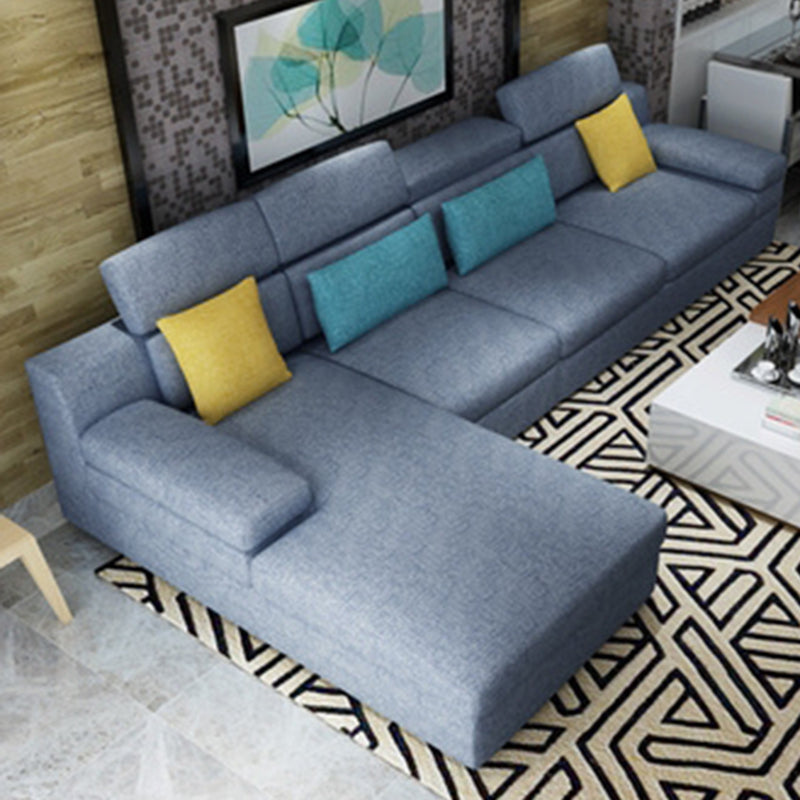 37.40" Tall Modern Linen Sectional Pillow Top Arm Sectional with Adjustable Headrest