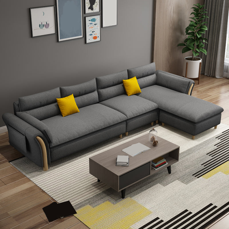 35.43" Tall Modern Linen Sectional Flared Arm Sectional for Living Room