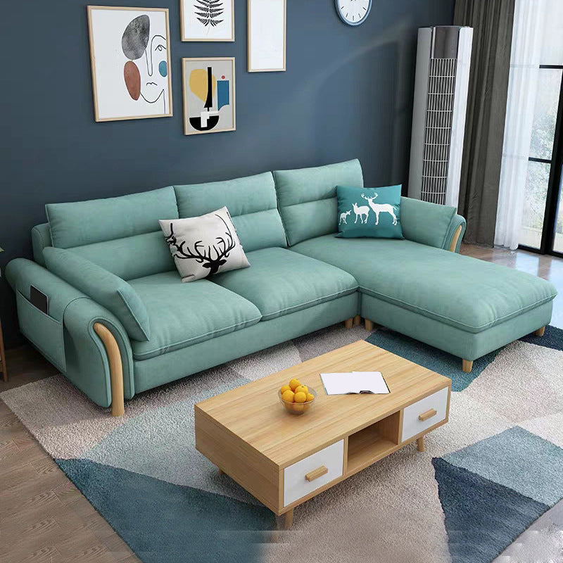 35.43" Tall Modern Linen Sectional Flared Arm Sectional for Living Room