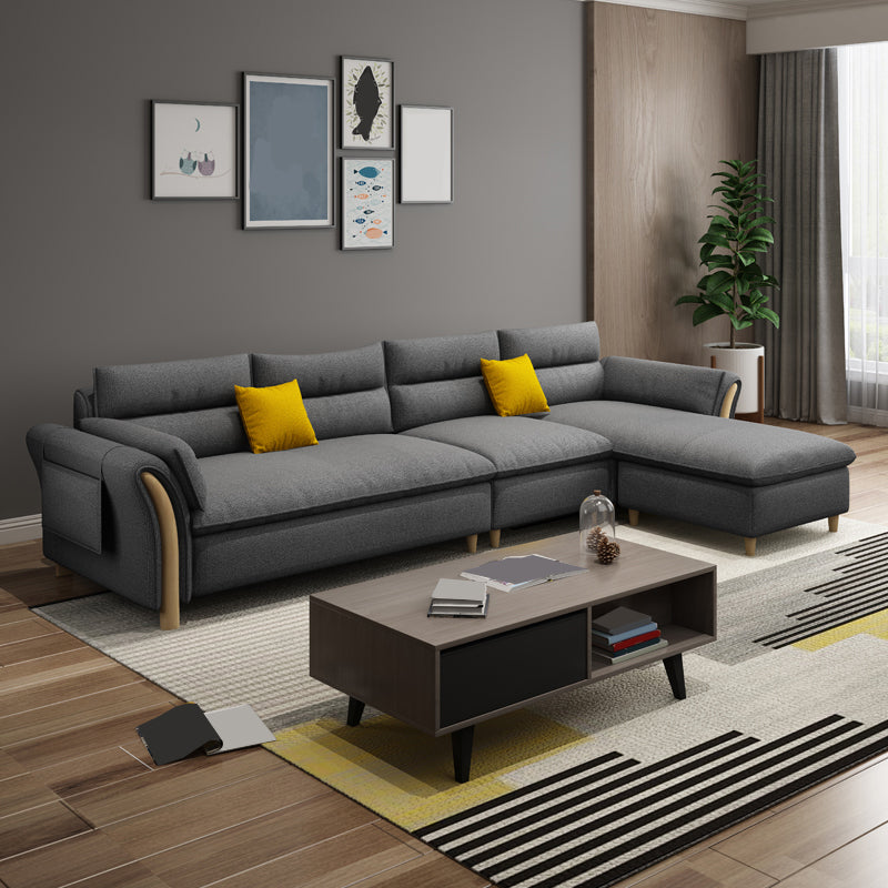 35.43" Tall Modern Linen Sectional Flared Arm Sectional for Living Room