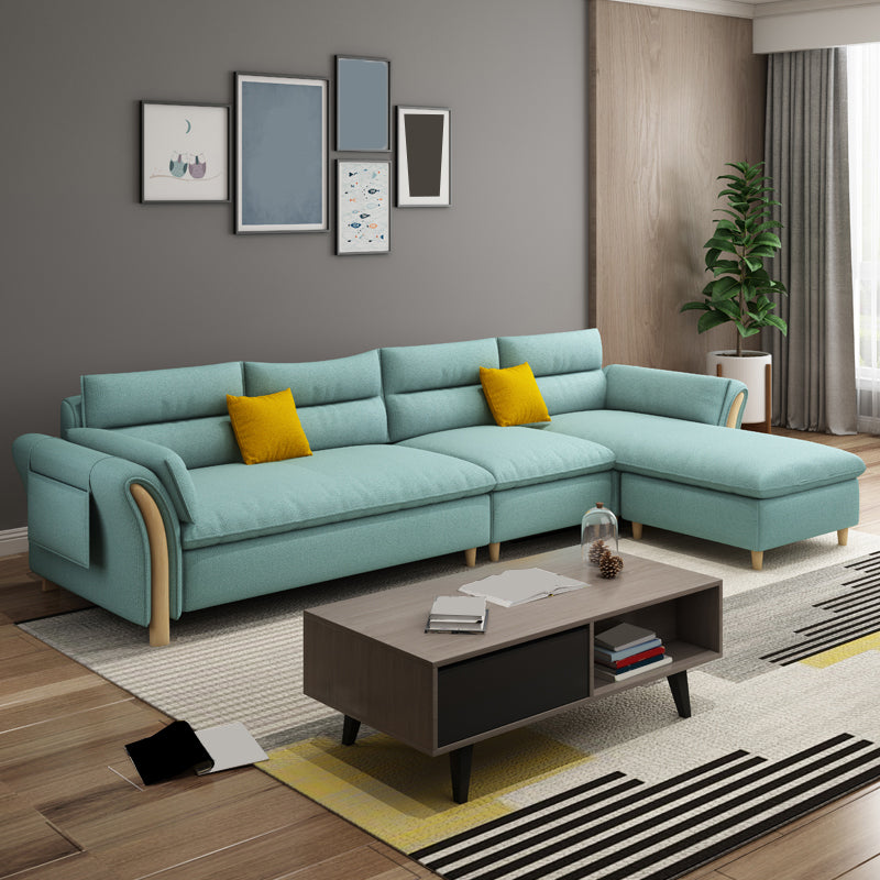 35.43" Tall Modern Linen Sectional Flared Arm Sectional for Living Room