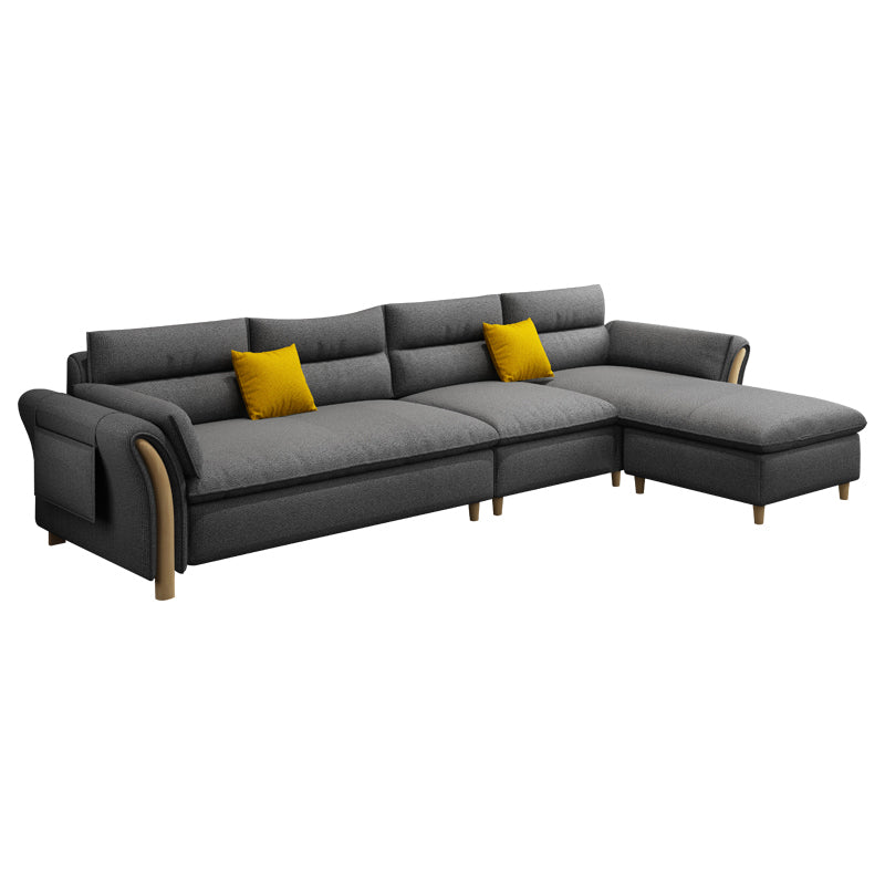 35.43" Tall Modern Linen Sectional Flared Arm Sectional for Living Room