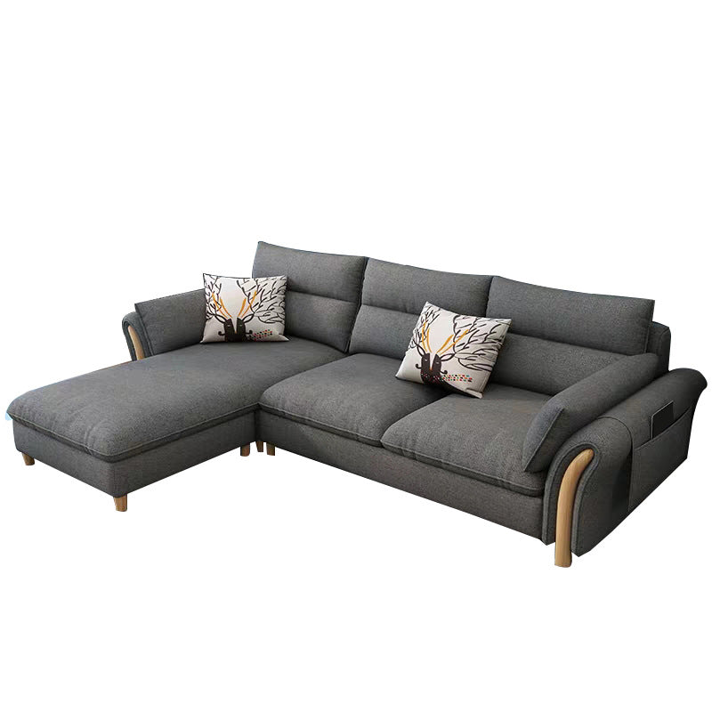 35.43" Tall Modern Linen Sectional Flared Arm Sectional for Living Room