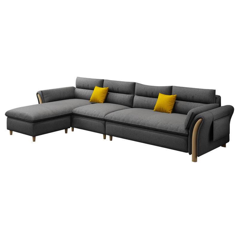 35.43" Tall Modern Linen Sectional Flared Arm Sectional for Living Room