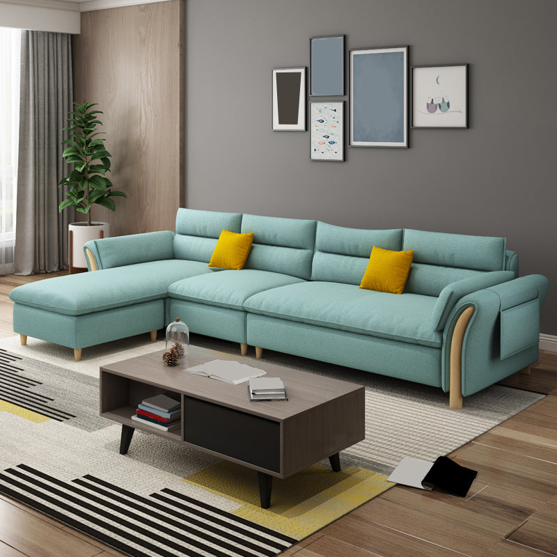 35.43" Tall Modern Linen Sectional Flared Arm Sectional for Living Room