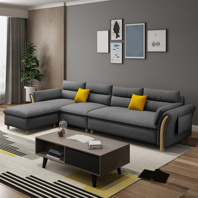 35.43" Tall Modern Linen Sectional Flared Arm Sectional for Living Room