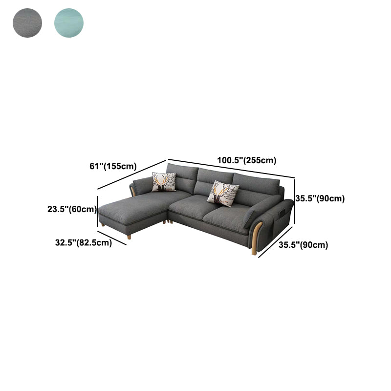 35.43" Tall Modern Linen Sectional Flared Arm Sectional for Living Room