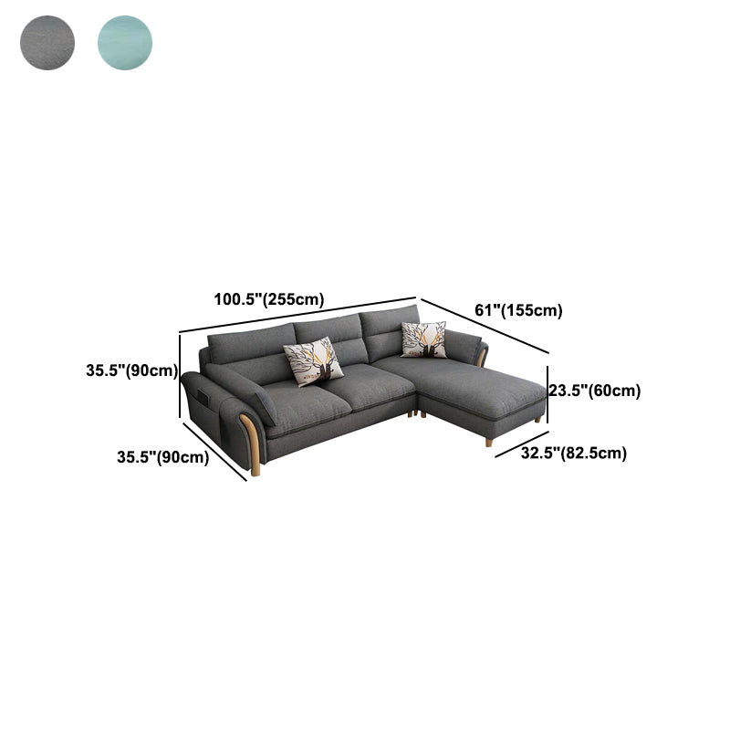35.43" Tall Modern Linen Sectional Flared Arm Sectional for Living Room