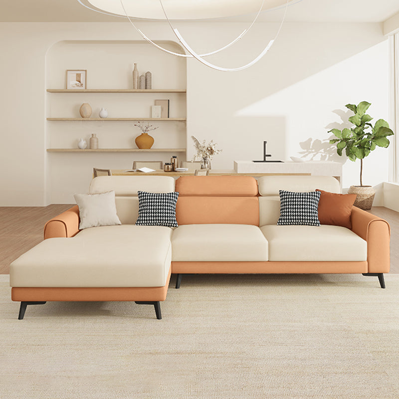 Contemporary Stain-Resistant Cream White Square Arm Faux Leather Sofa