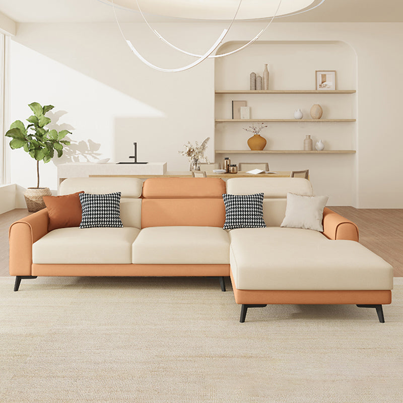 Contemporary Stain-Resistant Cream White Square Arm Faux Leather Sofa
