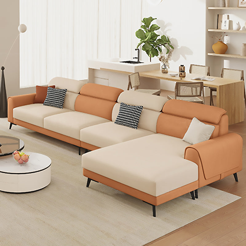 Contemporary Stain-Resistant Cream White Square Arm Faux Leather Sofa
