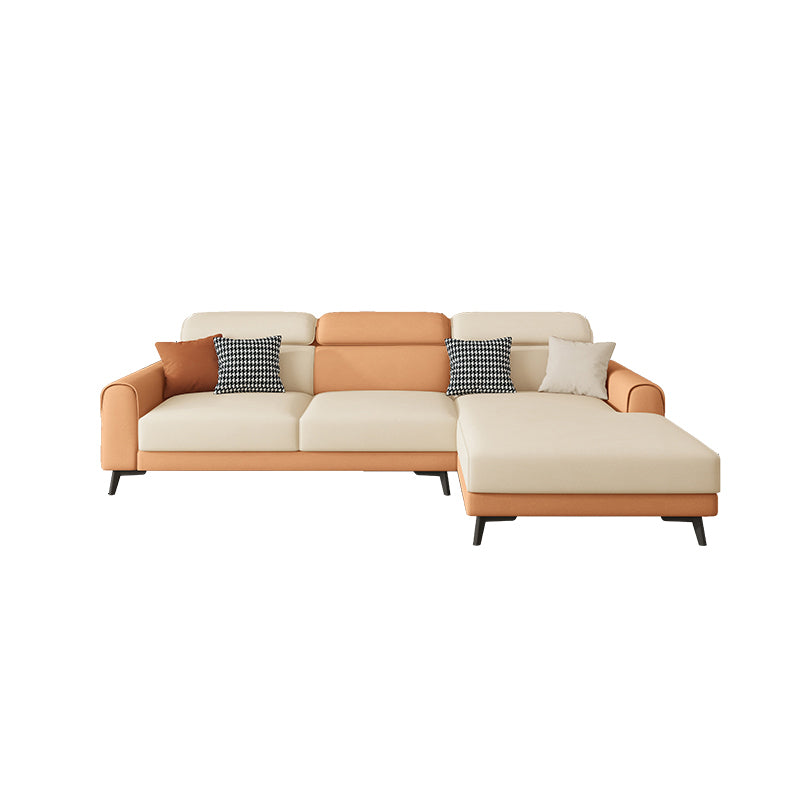 Contemporary Stain-Resistant Cream White Square Arm Faux Leather Sofa