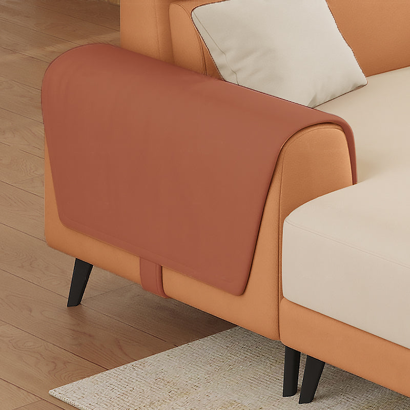 Contemporary Stain-Resistant Cream White Square Arm Faux Leather Sofa