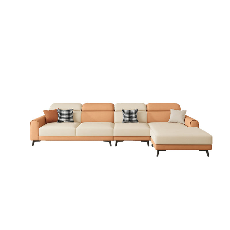 Contemporary Stain-Resistant Cream White Square Arm Faux Leather Sofa