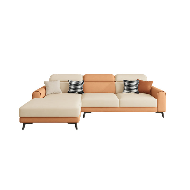 Contemporary Stain-Resistant Cream White Square Arm Faux Leather Sofa